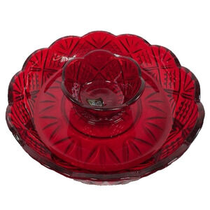 Shannon/Godinger Dublin Red Chip&Dip Serving Bowl Designs of Ireland Crystal
